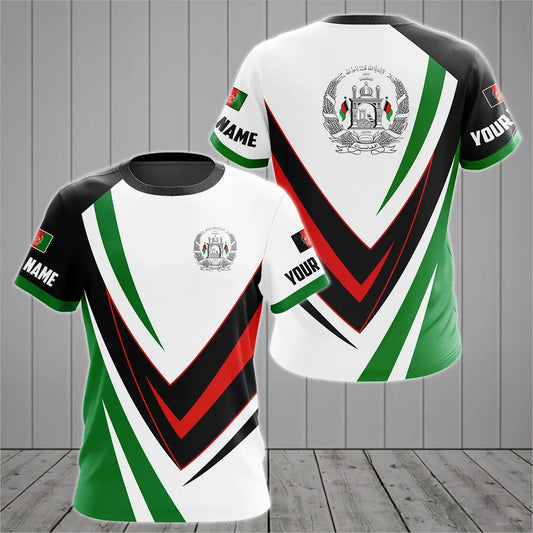 Afghanistan Flag & Coat of Arms Graphic Tee Summer Cool Men's Fashion O-neck T-shirts Boys Oversized Short Sleeve Tops - Empire P.E