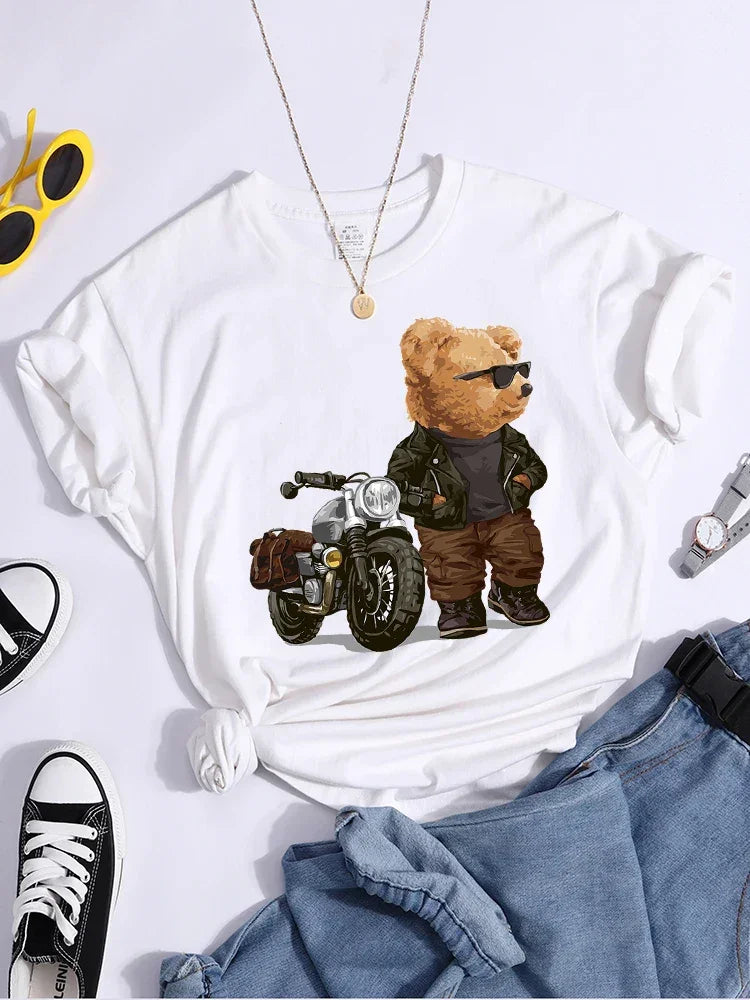 Motorcycle Teddy Bear Wearing Sunglasses Tshirt - Empire P.E