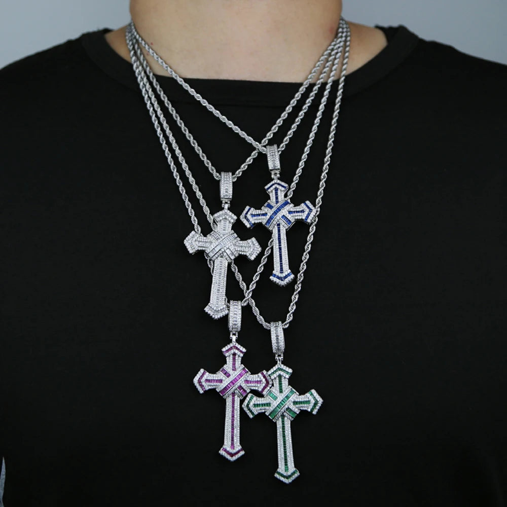 New Iced Out Cross Pendant Necklace