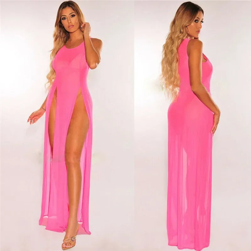 Sexy Womens Mesh Sheer Long Dress Ladies Bikini Cover Up - Empire P.E