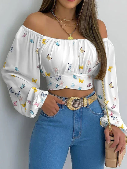 Women Elegant Blouse Casual Long Lantern Sleeve - Empire P.E