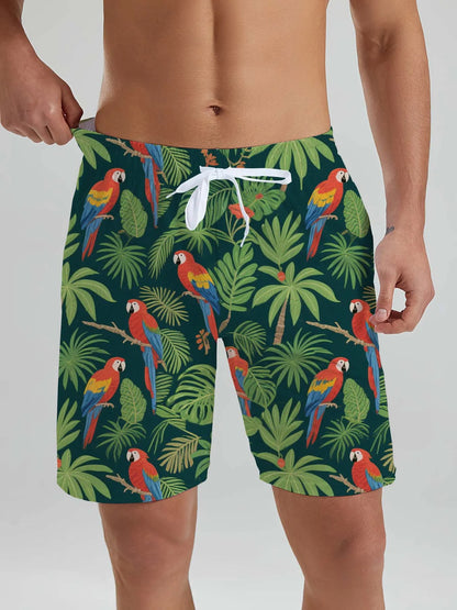 Hawaiian Men's Tropical Plant 3D Printed Swin Trunks