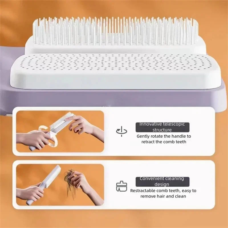Automatic Cleaning Rotating Lifting Hair Comb