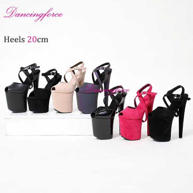 Cross Straps 20cm Sexy Peach Suede High Heels - Empire P.E