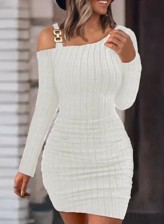 Sexy Chain Off Shoulder Mini Dress - Empire P.E