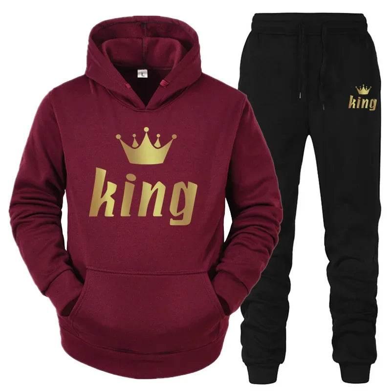King And Queen Couple Outfit Hoodie and Jogger Pants High Quality Men Women Daily Casual Sport Jogging Suit King Queen Tracksuit - Empire P.E