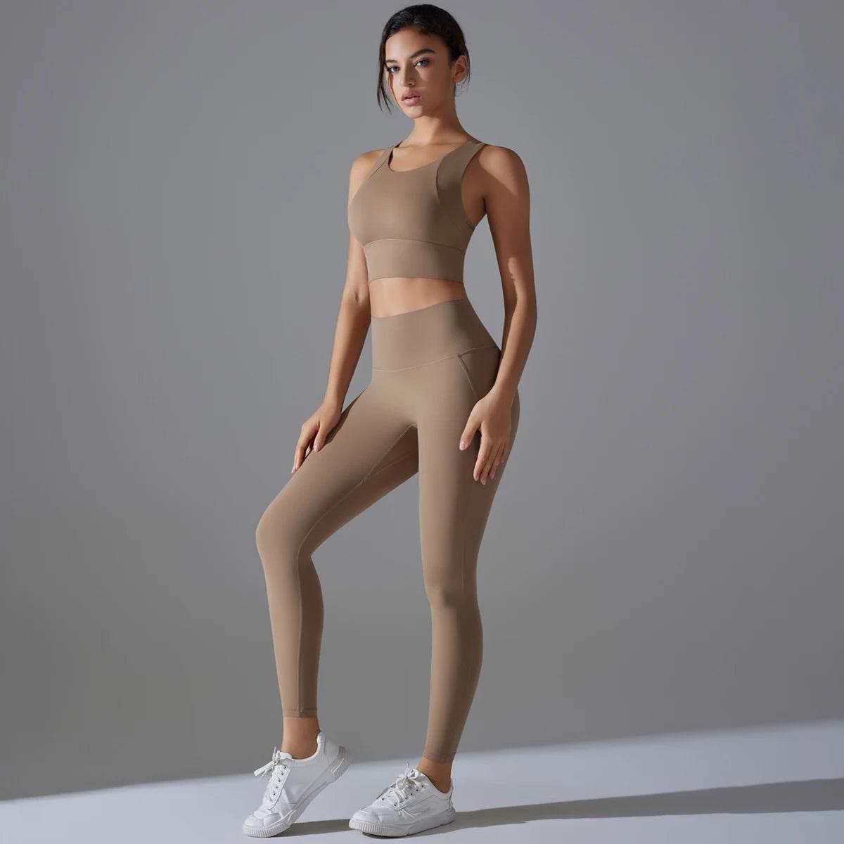 Yoga Set Women's tracksuit Women Fitness Crop Top Shockproof Sports Bras Yoga Gym Running Pants Sportswear Running Fitness Yoga - Empire P.E