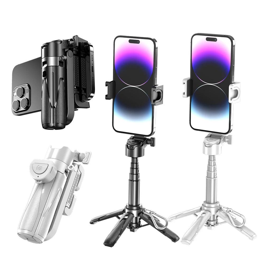 2025 New Handheld Selfie Stick Tripod Stand Foldable Phone Holder With Bluetooth Remote Portable Keychain for iPhone Smartphone - Empire P.E