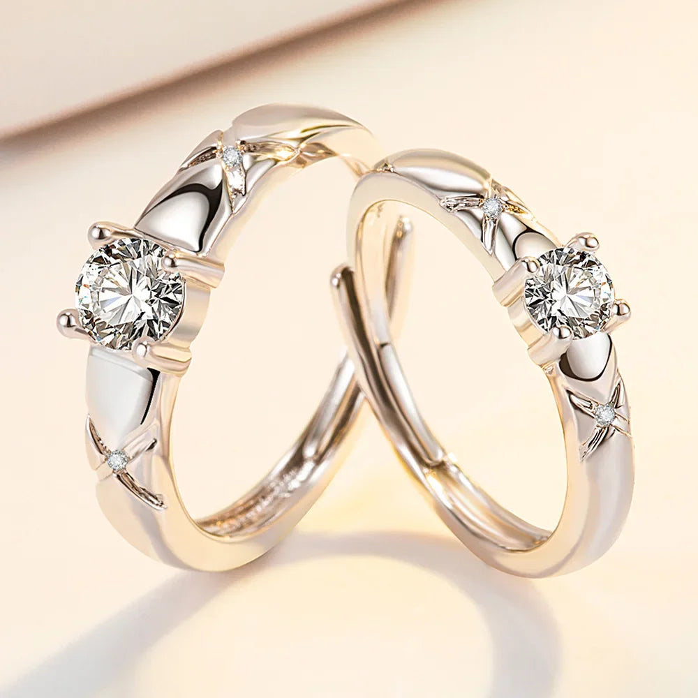 NEW 925 Sterling Silver Moissanite Diamond Couple Rings - Empire P.E