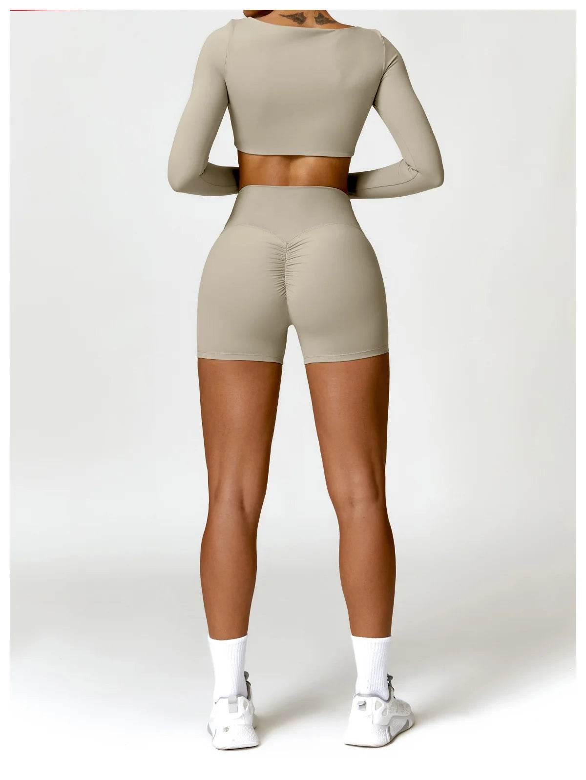 New Women Yoga Shorts High Waist Beautiful Buttocks Gym Sexy Feel V-shaped Shorts Sports Fitness Tights Push up Run Leggings - Empire P.E