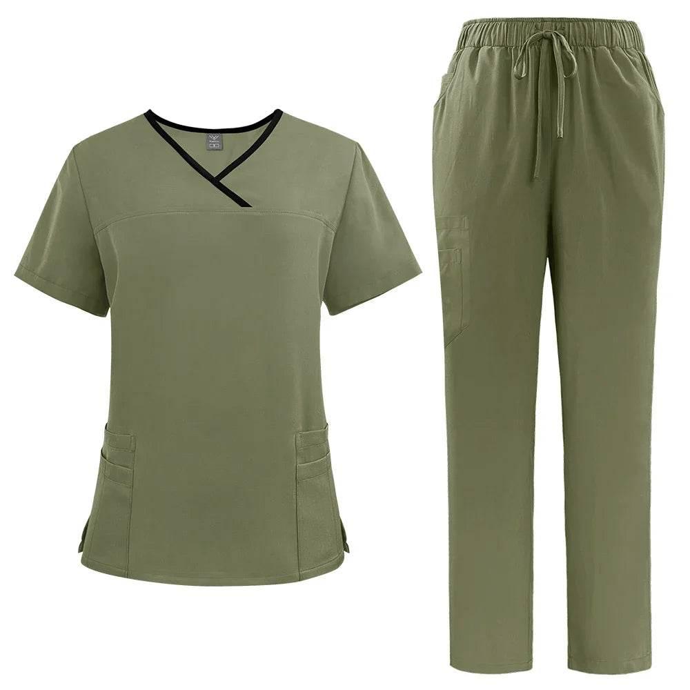 Solid Color Breathable Nursing Scrubs Women Uniforms - Empire P.E