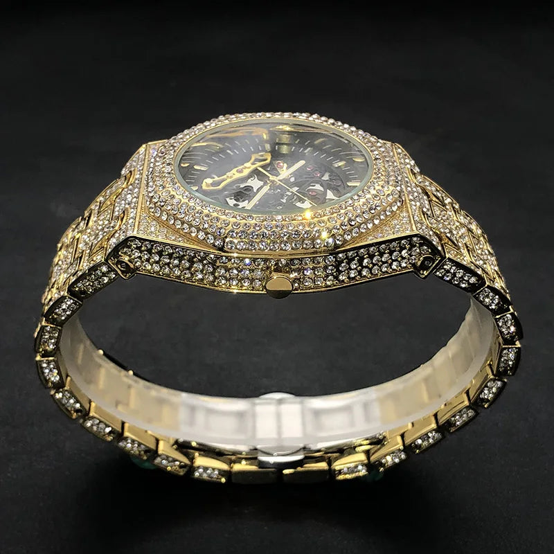 Men's Luxury Full Ice Out  Hip Hop Tourbillon Watches