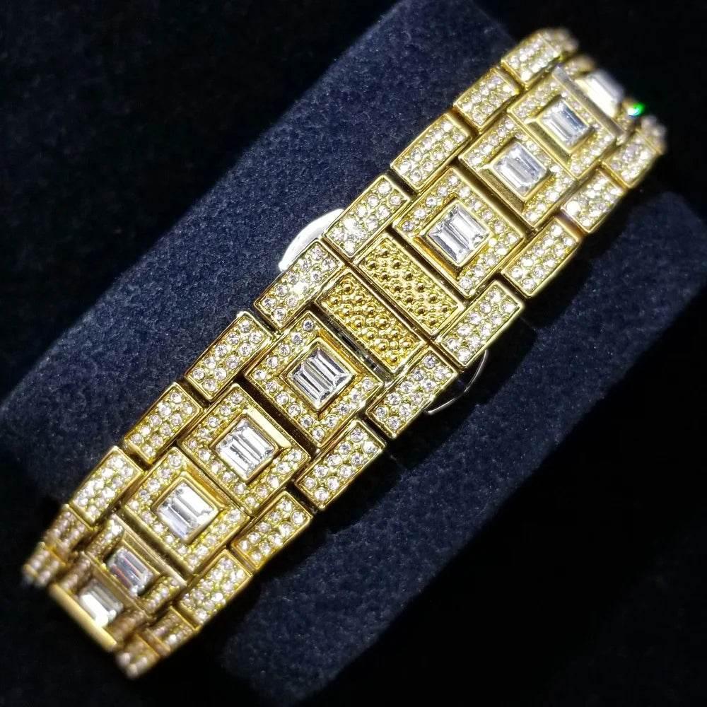Luxury Shiny Diamond Watch For Men Hip Hop Trendy Iced Out Quartz Watches High Quality Stainless Steel Waterproof Day Date Clock - Empire P.E
