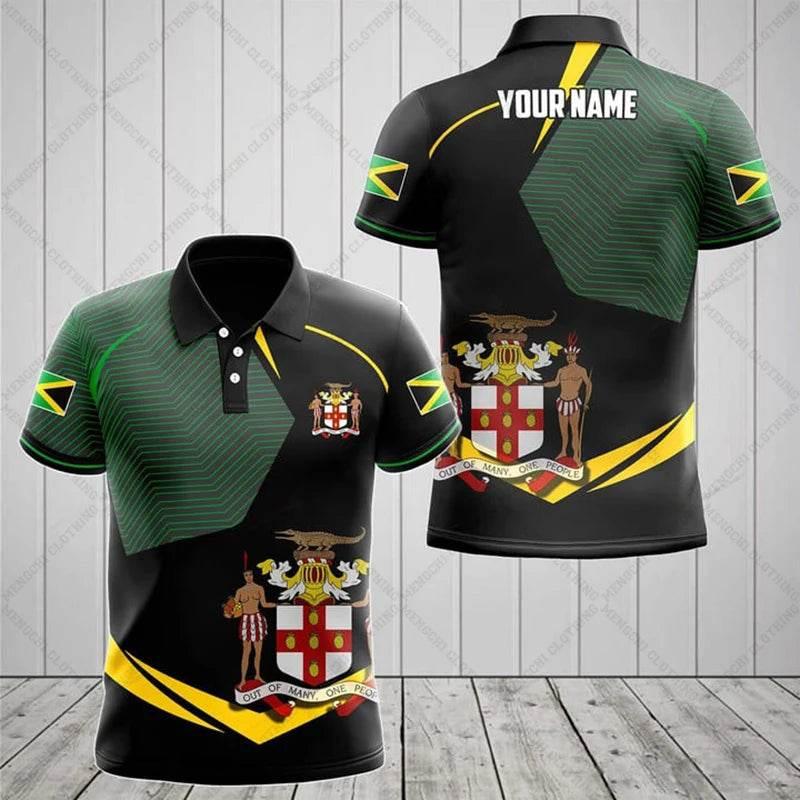 Jamaica Flag & Coat of Arms Customized Polo Shirt Summer Casual Streetwear Men's Fashion Loose Jersey Plus Size Sportswear - Empire P.E