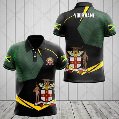 Jamaica Flag & Coat of Arms Customized Polo Shirt Summer Casual Streetwear Men's Fashion Loose Jersey Plus Size Sportswear - Empire P.E