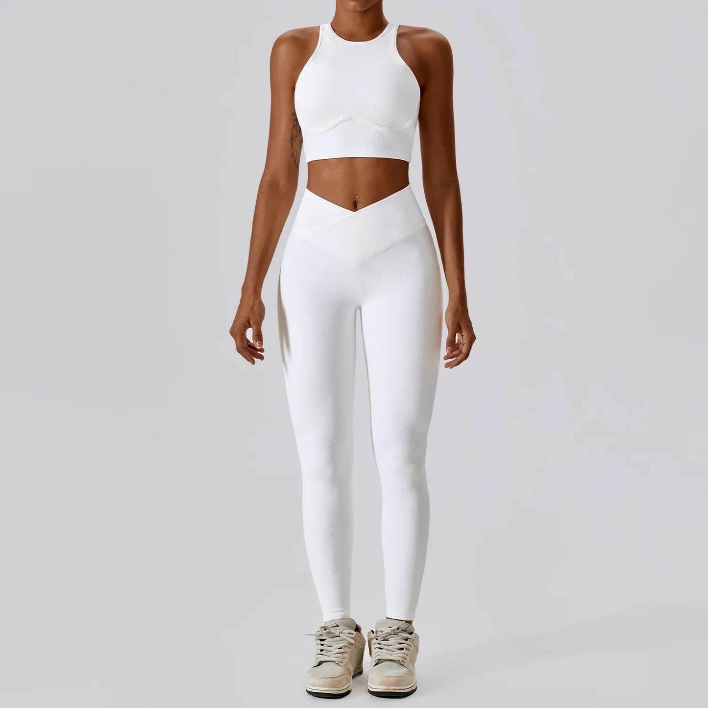 2PCS Seamless Yoga Set Gym Clothes Sportswear Yoga Suits For Women Fitness Rib Tracksuits Sports Bra Gym Leggings Sports Suits - Empire P.E
