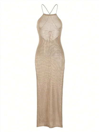 2025 Summer Women Solid Halter Cover-ups - Empire P.E