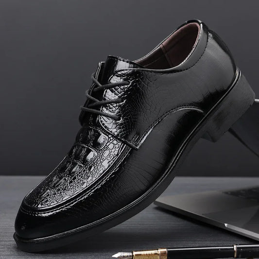 Casual Business Shoes for Men Crocodile PU Leather Dress Shoes - Empire P.E