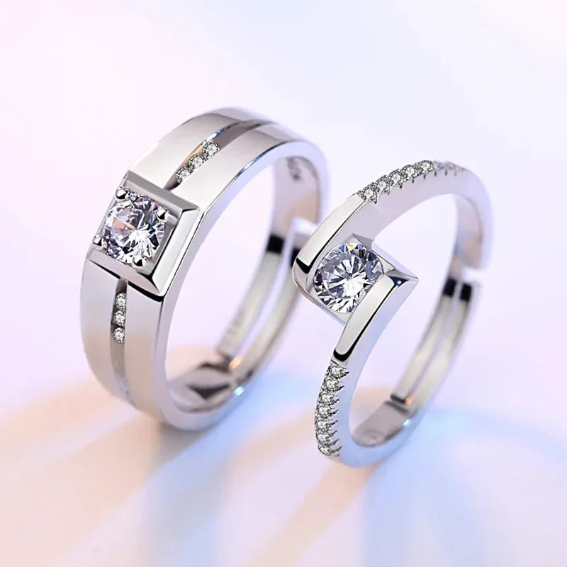 NEW 925 Sterling Silver Moissanite Diamond Couple Rings - Empire P.E