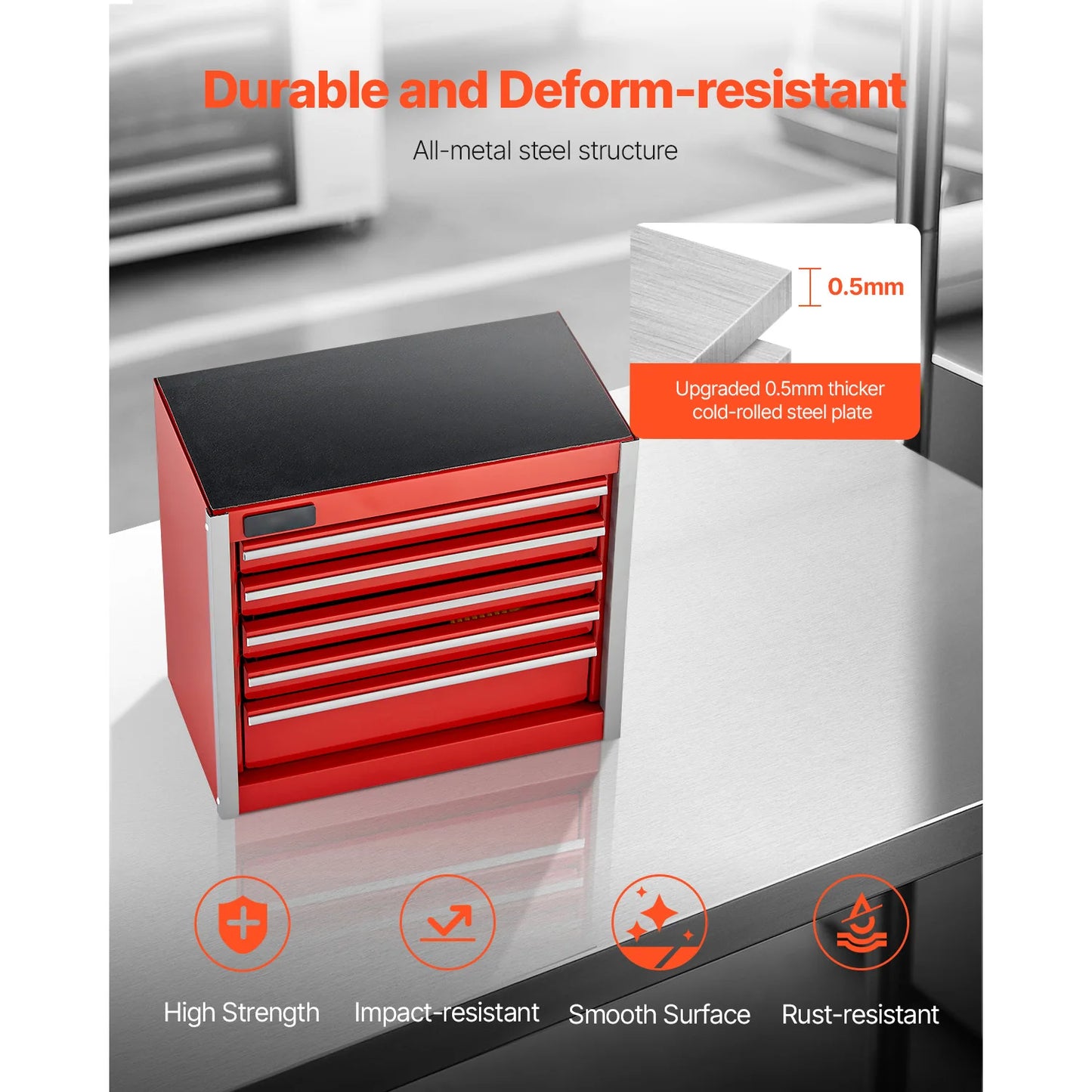 SucceBuy 5-Drawer 8.6in Metal Tool Box