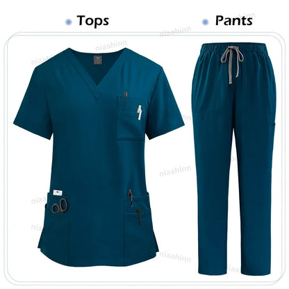 Women's Short Sleeve Tops+Pants Scrub Set - Empire P.E