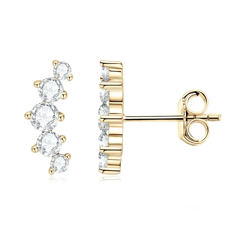 D Color Moissanite Jewelry Yellow Gold Plated Ear Crawler Earrings for Women - Empire P.E