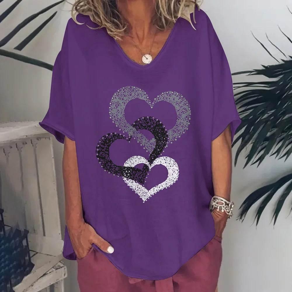 New Women'S T-Shirt Summer Short Sleeve V-Neck Top Loose Casual Female Clothing Streetwear Hip Hop Tee Harajuku T Shirt Pullover - Empire P.E