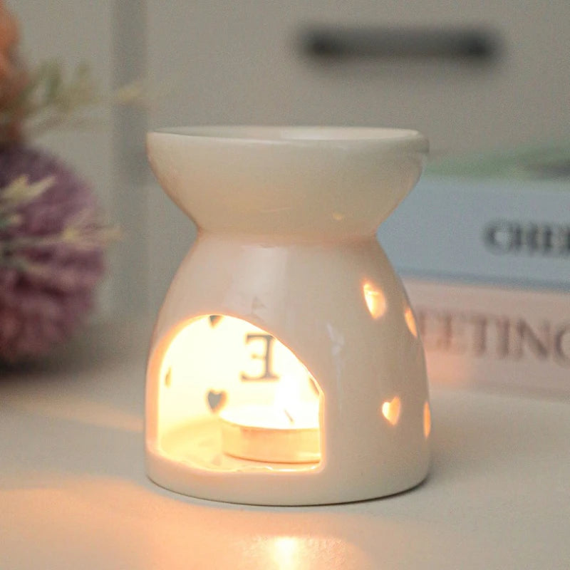 White Ceramic Incense Burner Candle Essential Oil Diffuser