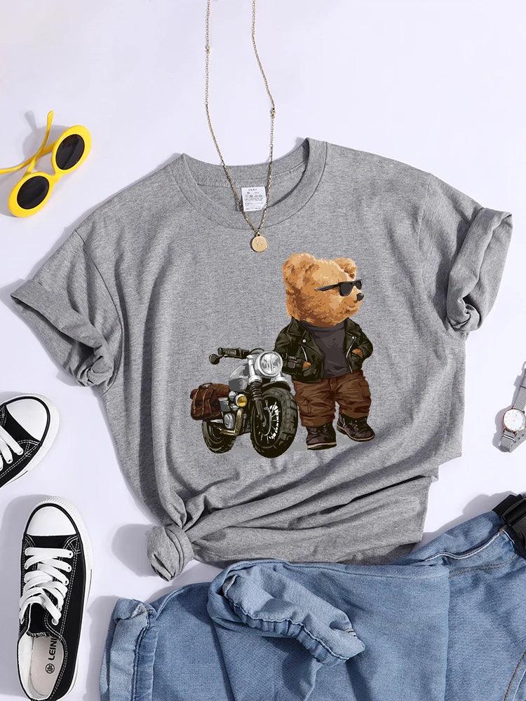 Motorcycle Teddy Bear Wearing Sunglasses Tshirt - Empire P.E