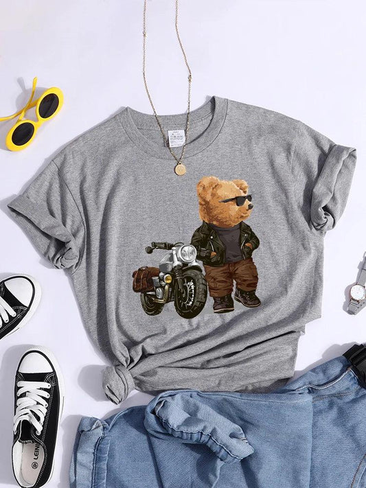 Motorcycle Teddy Bear Wearing Sunglasses Tshirt - Empire P.E