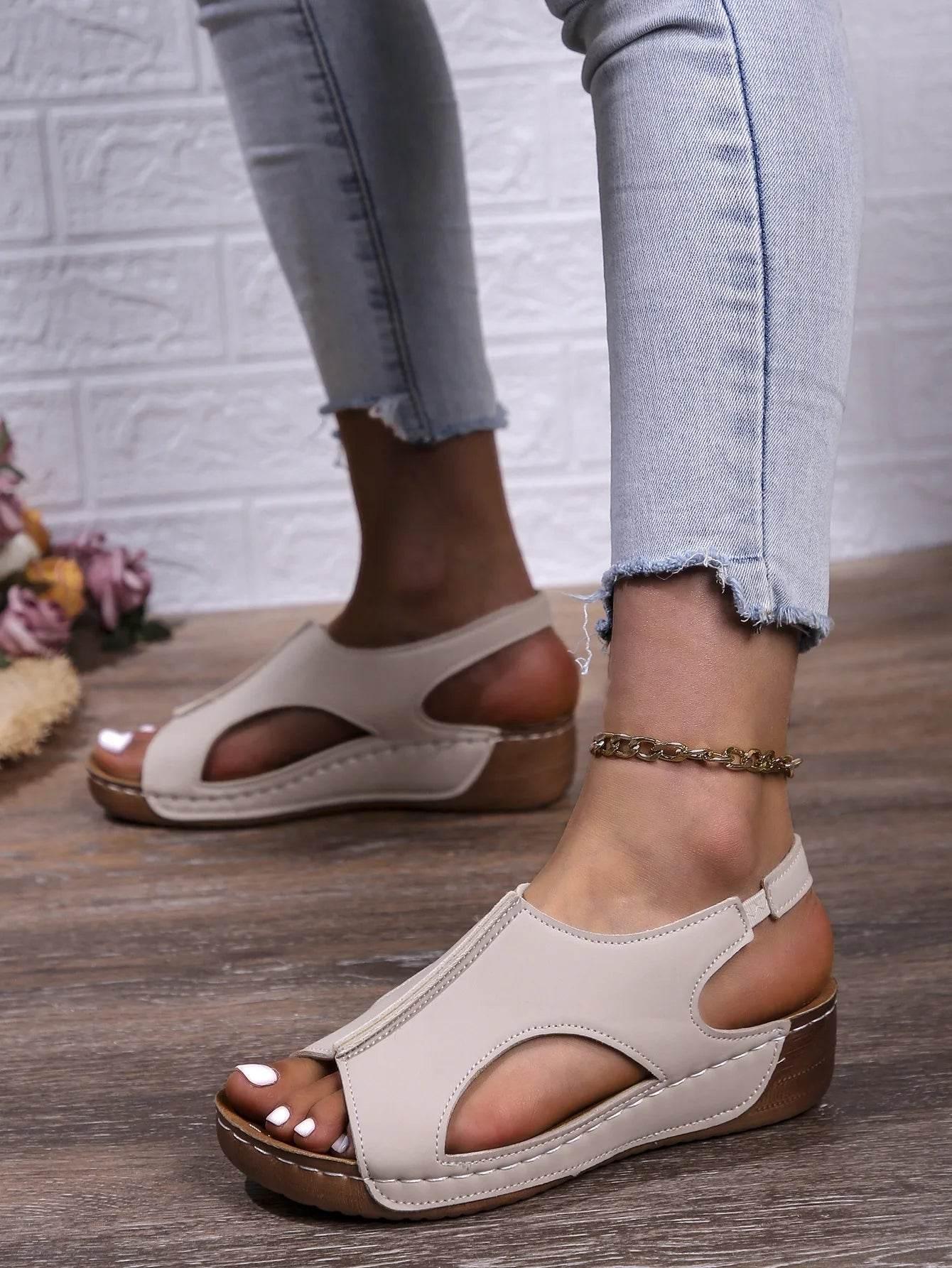 Fashion casual plus-size wedge Sandals Women 2025 summer sandals new platform wedge fish mouth sandals - Empire P.E