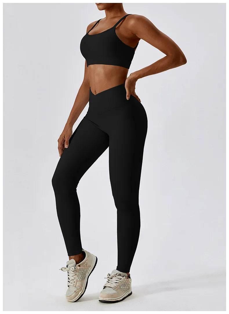 2PCS Seamless Yoga Set Gym Clothes Sportswear Yoga Suits For Women Fitness Rib Tracksuits Sports Bra Gym Leggings Sports Suits - Empire P.E