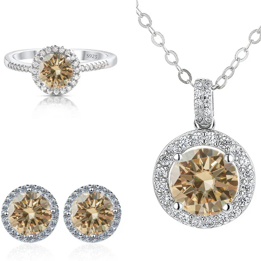 Real Round 6.5mm Moissanite Jewelry Set 925 Sterling Silver - Empire P.E