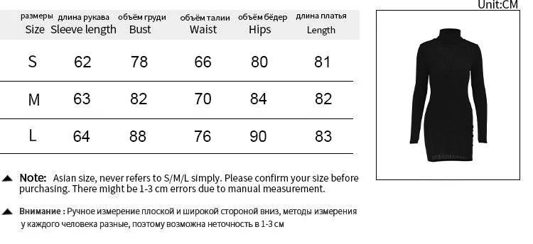 New Sexy Mini Dress For Women Autumn Black Solid Turtleneck Long Sleeves Sheath Dress Club Elegant Bodycon Party Dresses Female - Empire P.E