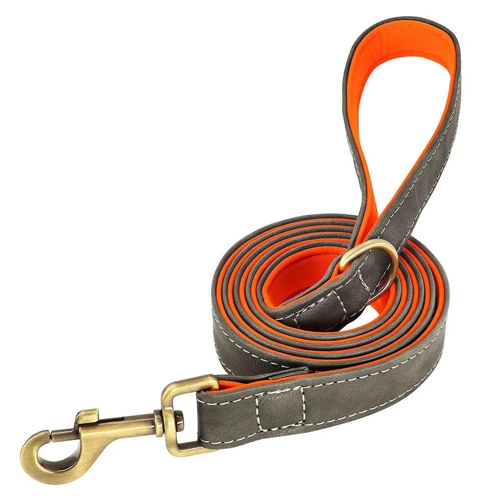 5ft Leather Dog Leash Durable Pet Walking Training Lead Leash Rope for Small Medium Large Dogs Pitbull Pug erman Shepherd - Empire P.E