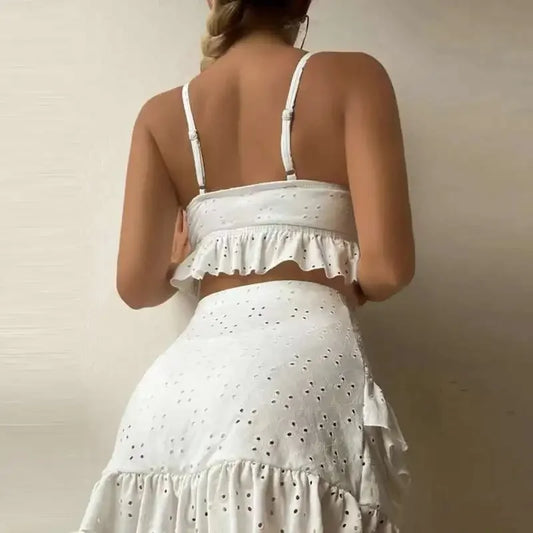 2025 New Solid Lace Sexy Three Piece Bikini Swimsuit