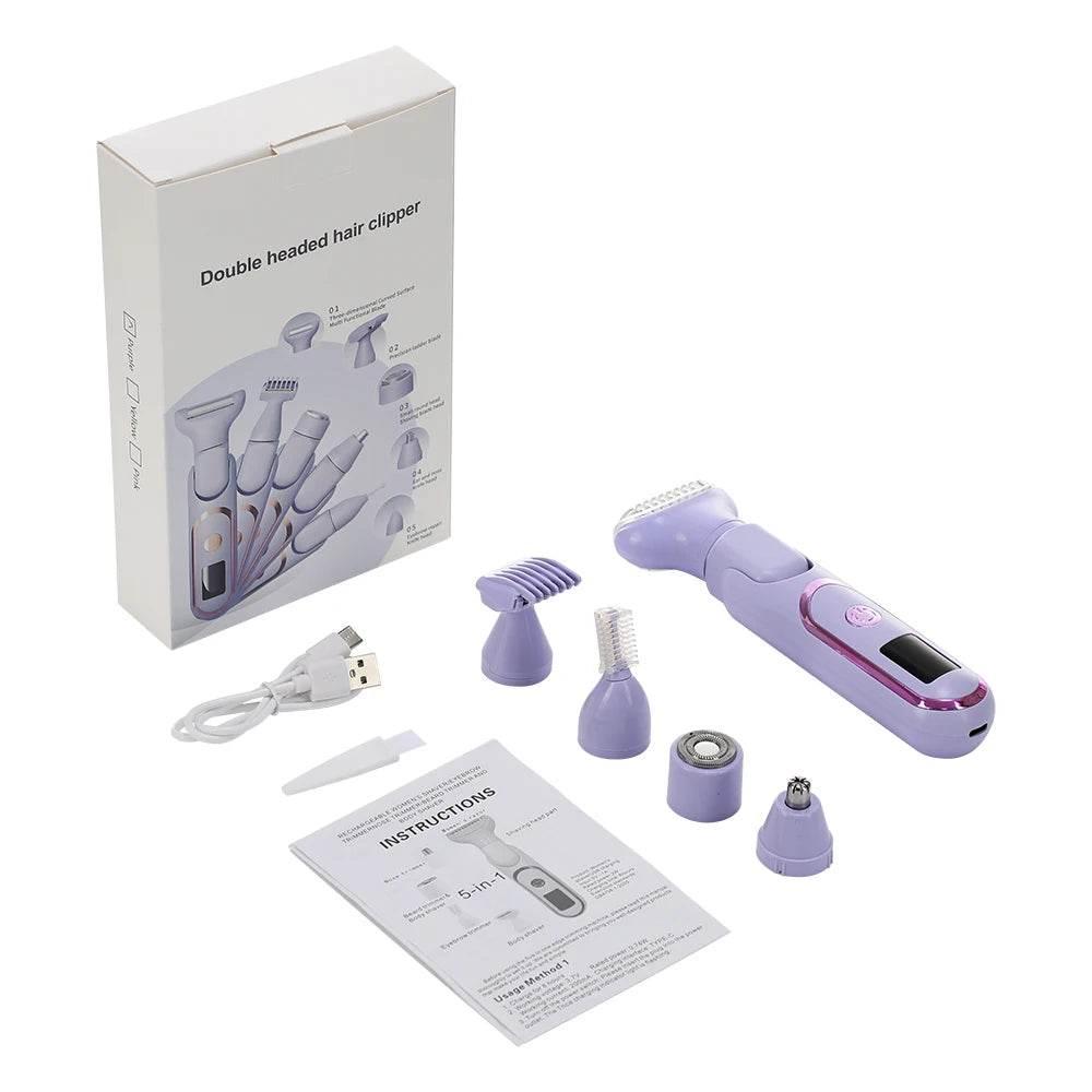 Electric Razors for Women 5 In 1 Bikini Trimmer Face Shavers Hair Removal for Underarms Legs Ladies Body Trimmer Home Appliances - Empire P.E