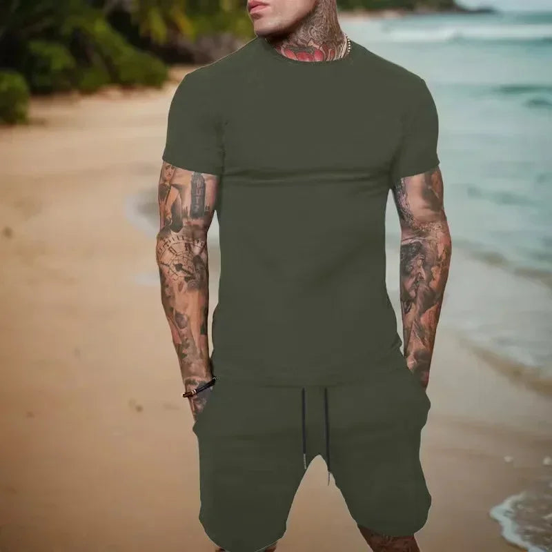 summer outdoor sports suit men's  two-piece set tracksuit