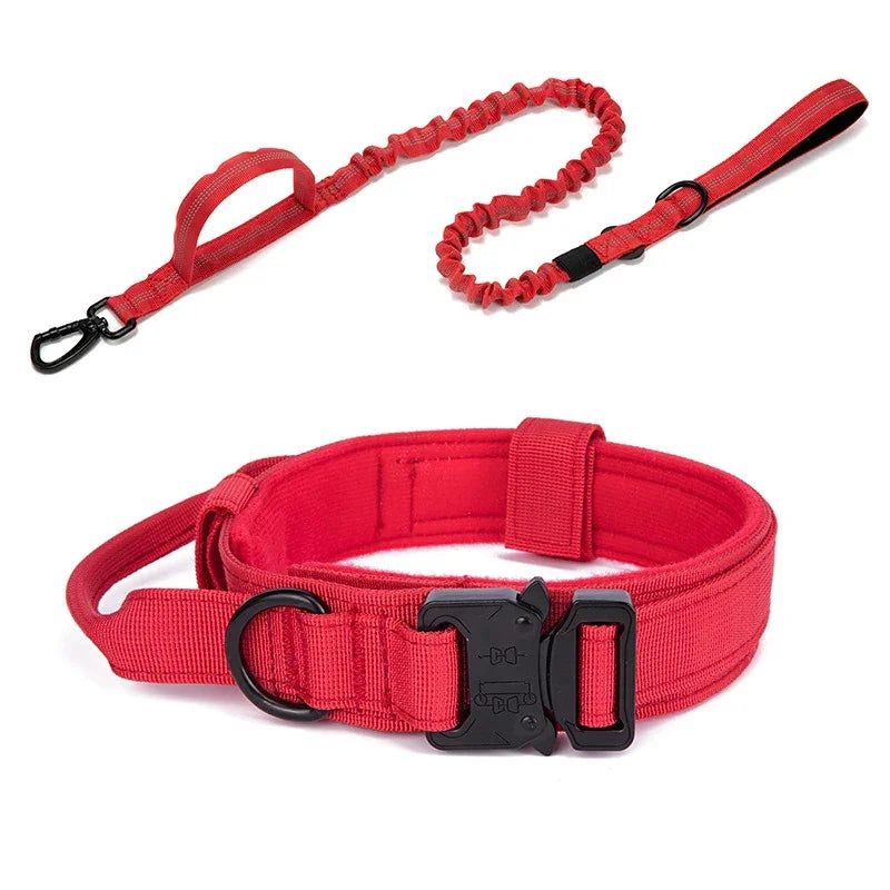 Pet Dog Collar Leash Set Nylon Material Durable Dog Collar Reflective Leash Pet Tactical Training Dog Collar Large Dog Leash Set - Empire P.E
