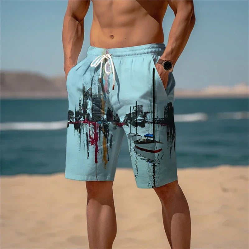 Men's Sweat Shorts Beach Shorts Terry Shorts Drawstring Elastic Waist 3D Print Graphic Plaid Stripe Breathable Soft Short Daily - Empire P.E