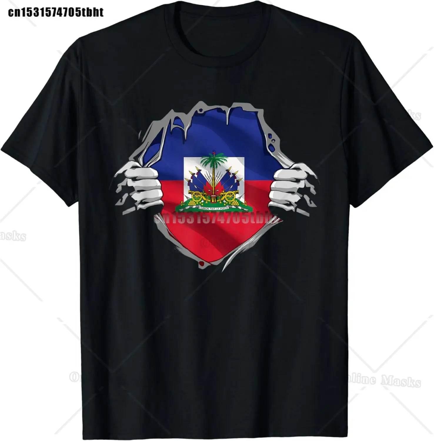 Haitian Coat of Arms Haiti Emblem Symbol Vintage T Shirts Cotton Streetwear Short Sleeve Birthday Gifts Summer Mens Clothing - Empire P.E