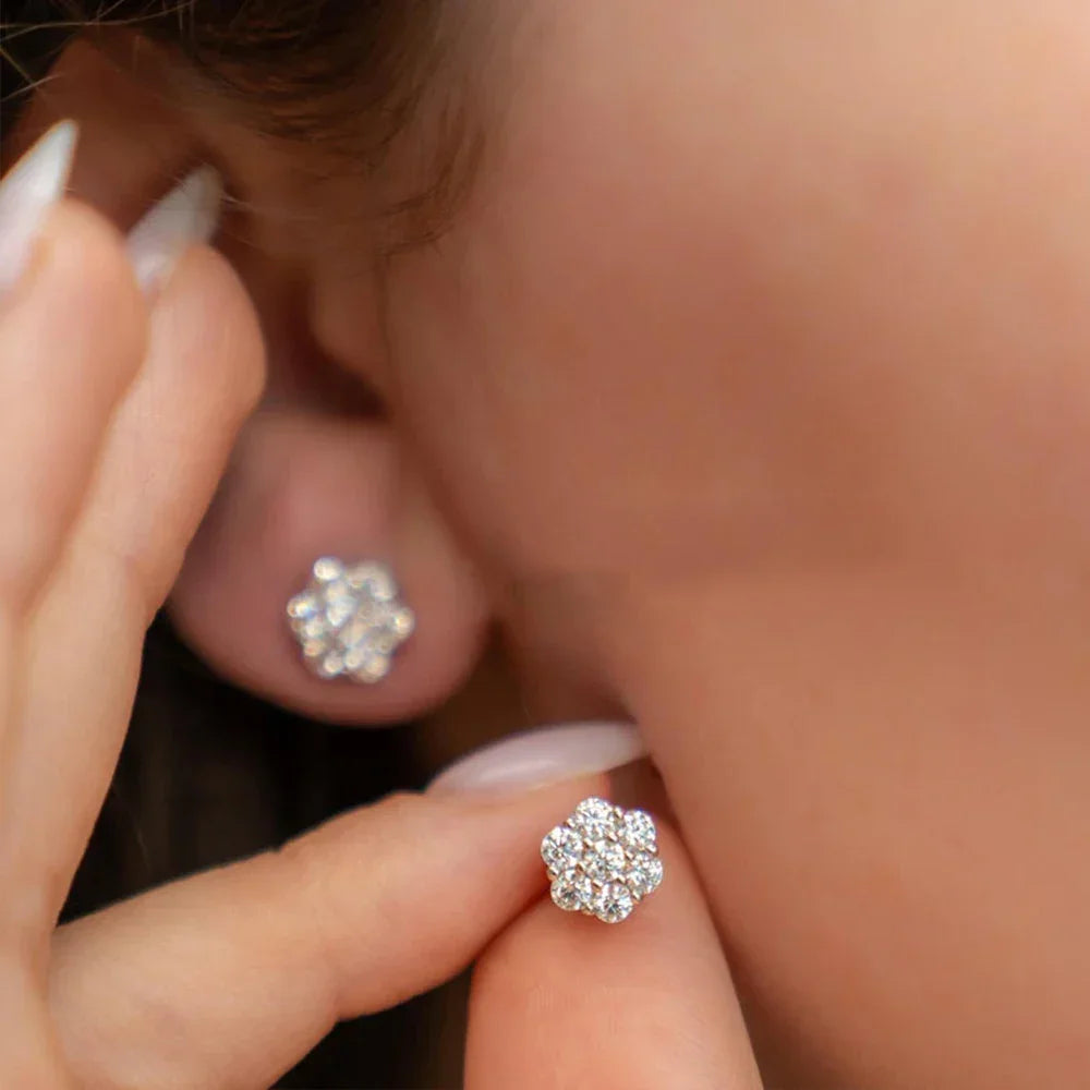 Real D Color Flower Full Moissanite Jewelry Sets - Empire P.E
