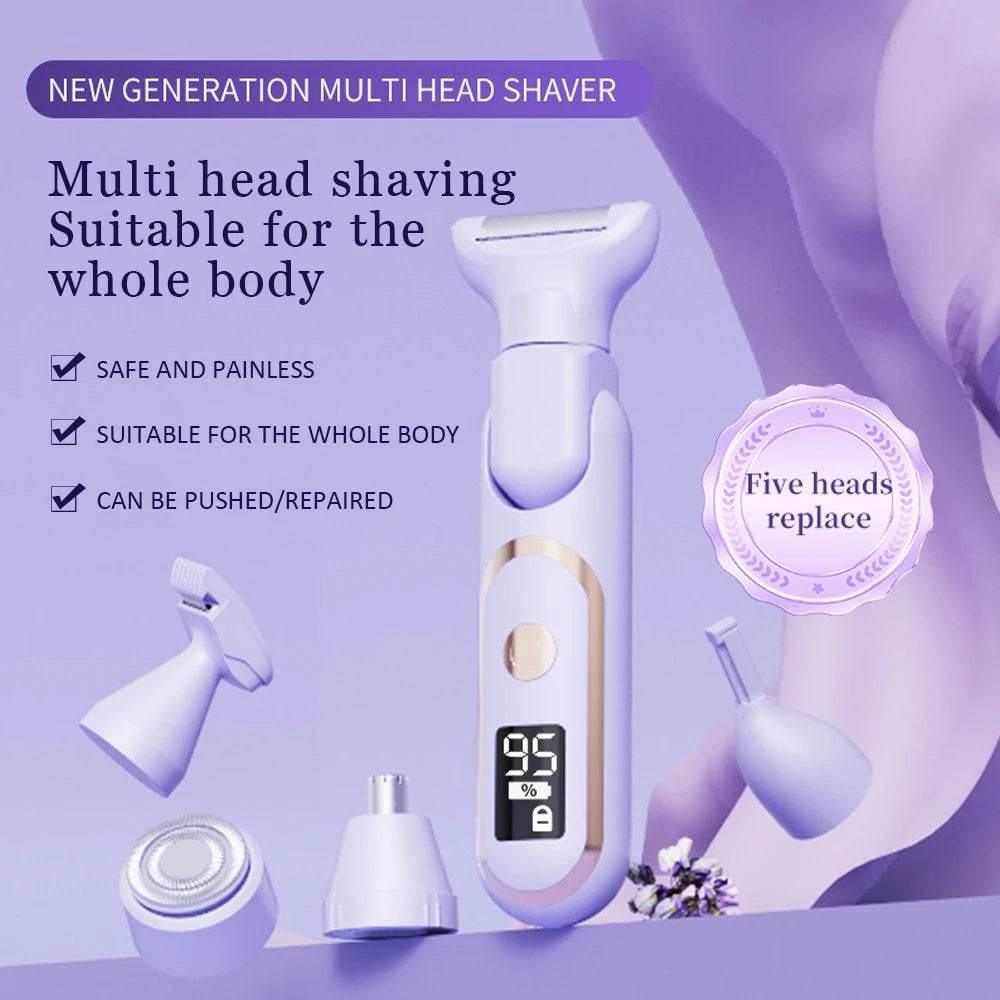 Electric Razors for Women 5 In 1 Bikini Trimmer Face Shavers Hair Removal for Underarms Legs Ladies Body Trimmer Home Appliances - Empire P.E