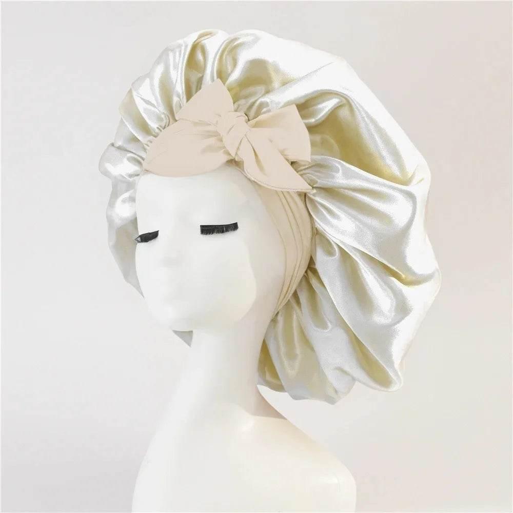 Adjustable Satin Silk Bonnet with Tie Band for Women - Empire P.E