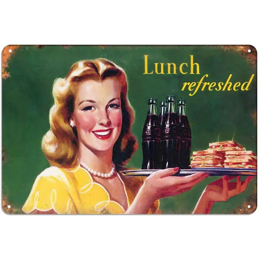 Vintage Metal Tin Signs Pinup Girls Wall Decor