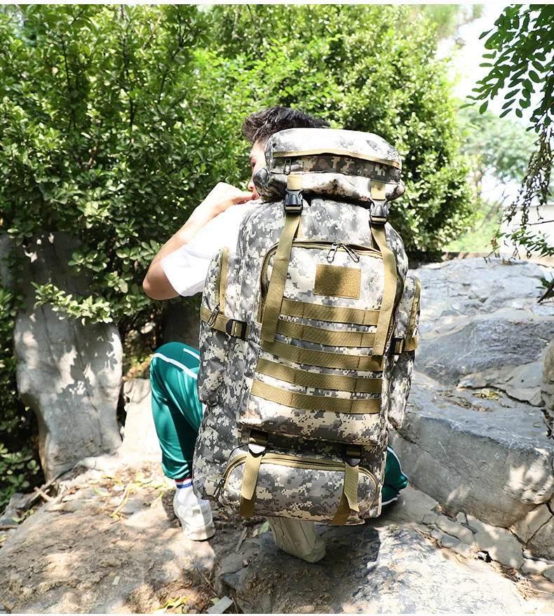 80L Waterproof Molle Camo Tactical Backpack Military Army Hiking Camping Backpack Travel Rucksack Outdoor Sports Climbing Bag - Empire P.E