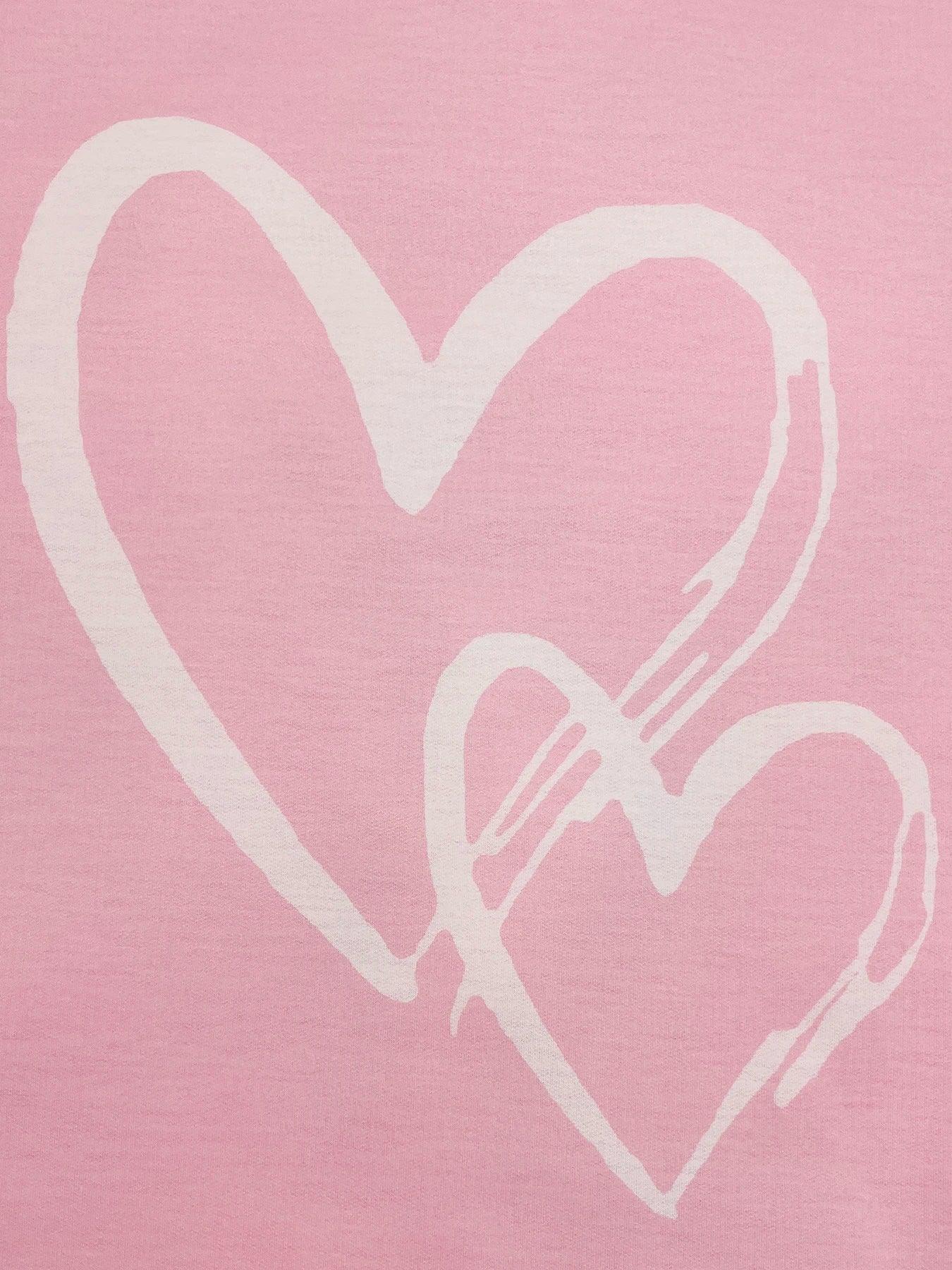 Women's casual solid  heart-shaped printed T-shirt