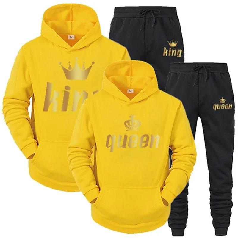 King And Queen Couple Outfit Hoodie and Jogger Pants High Quality Men Women Daily Casual Sport Jogging Suit King Queen Tracksuit - Empire P.E