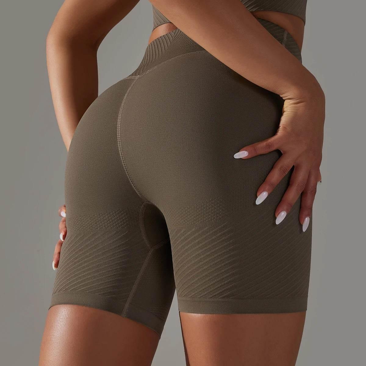 Women Yoga Set Seamless Gym Sportswear Long Seelves High Waist Leggings Sports Clothing Set Fitness Bra Vest Shorts Tracksuit - Empire P.E