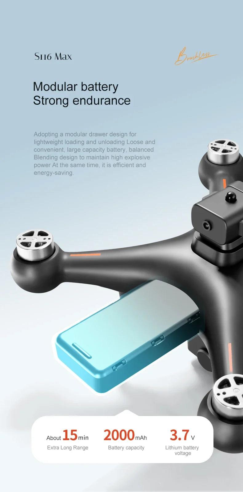 S116MAX 8K HD Drone Dual Camera 3 Batteries Optical Flow 360° Obstacle Avoidance WiFi FPV RC Quadcopter - Empire P.E